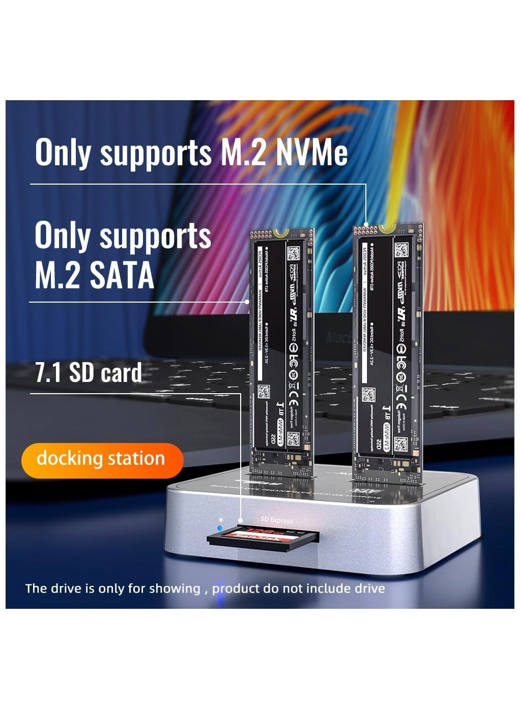 M.2 NVME SSD Docking Station - Cooling Fan 2.5" & 3.5" SATA Support