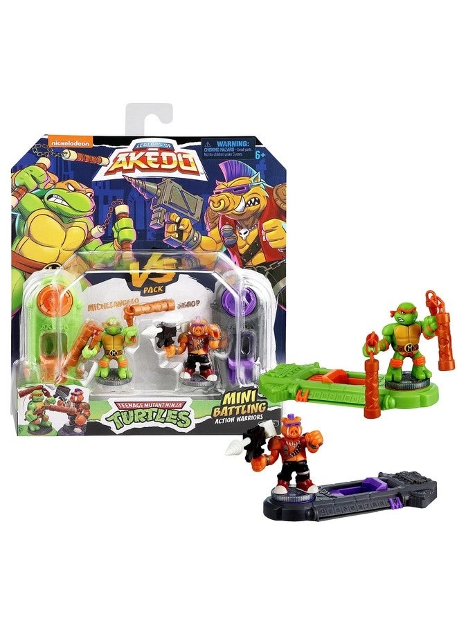 AKEDO Teenage Mutant Ninja Turtles Mini Battling Warriors Versus Pack - Michelangelo + Bebop 2 pcs