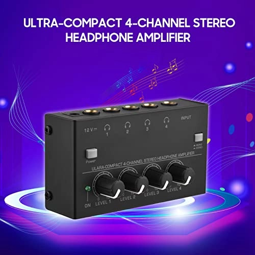 4-channel Stereo Headphone Amplifier - Ultra-compact Mono & Stereo Switch