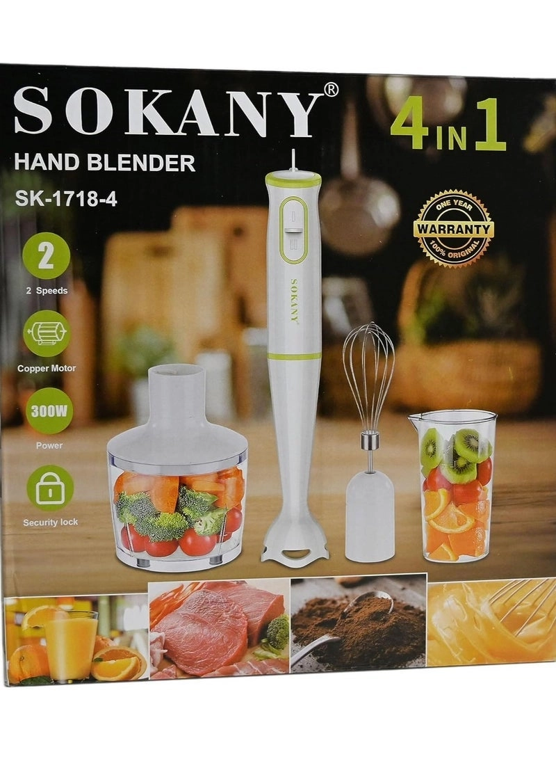 4-in-1 Hand Blender/Mixer Grinder - Versatile Juicer and Smoothie Blender for Home, Office, and Camping