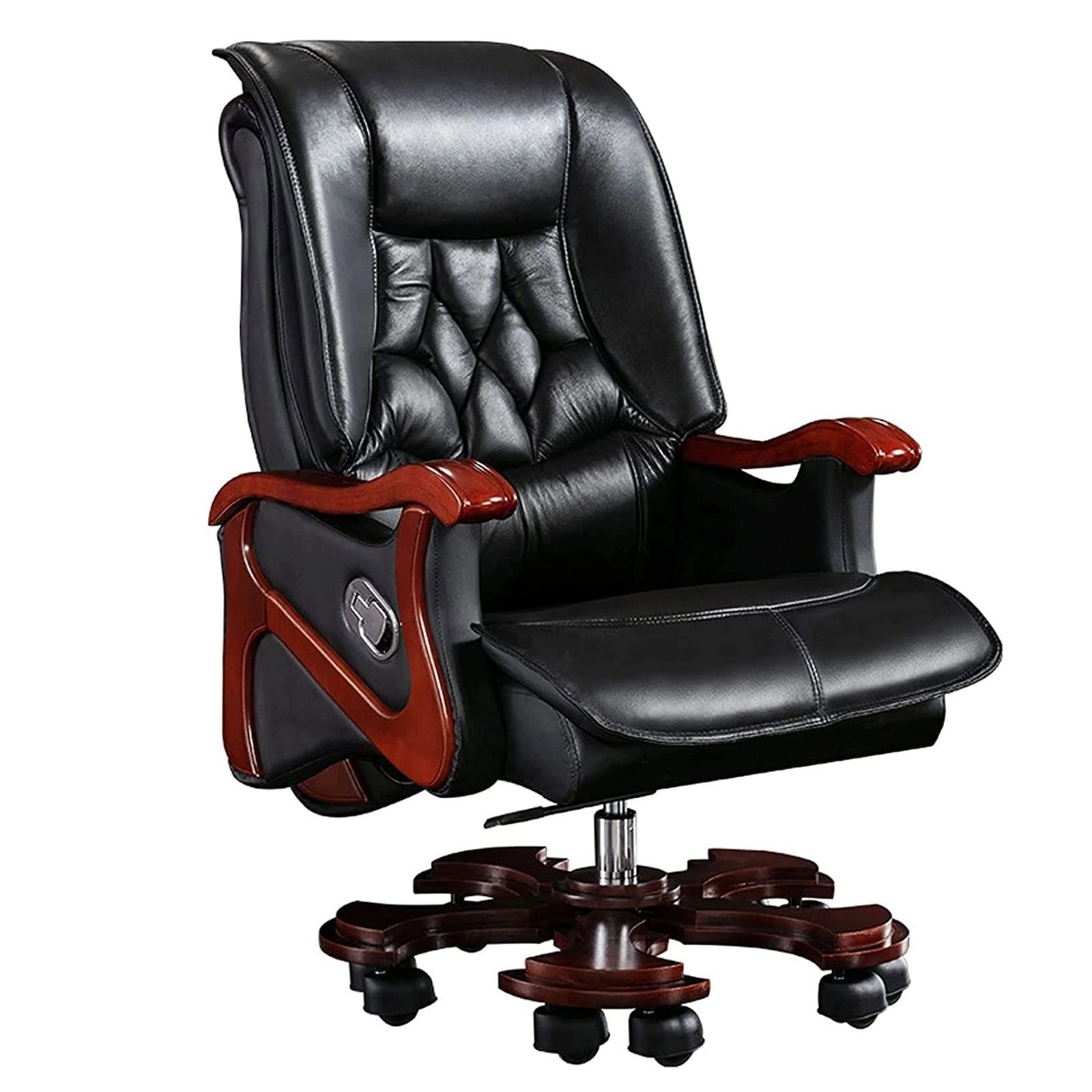 Desk Chair - PU Leather Brown High Back