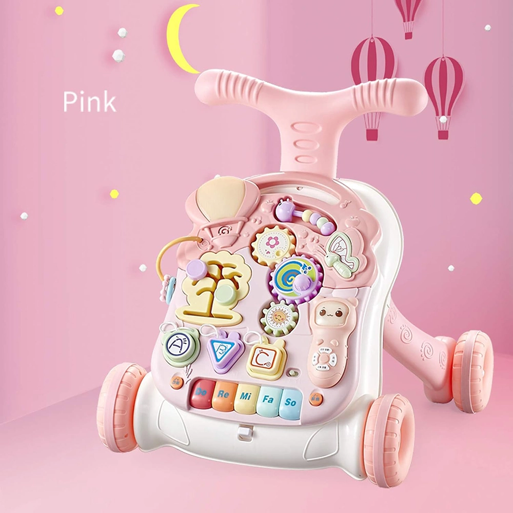 3-In-1 Baby Walker Rotating Chair & Table Playset - Pink Suitable for 6 months and above