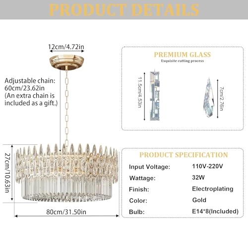 Round Crystal Chandelier - 6000K 4000K 3000K