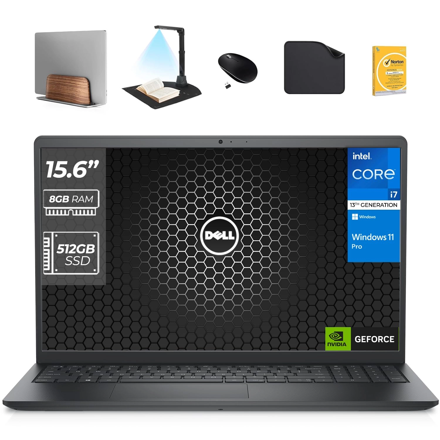 DELL Vostro 3520 - 15.6'' Core i7-1355U 8GB DDR4 512GB SSD + Laptop Stand + Document Scanner + Wireless Mouse + Mouse Pad + Antivirus
