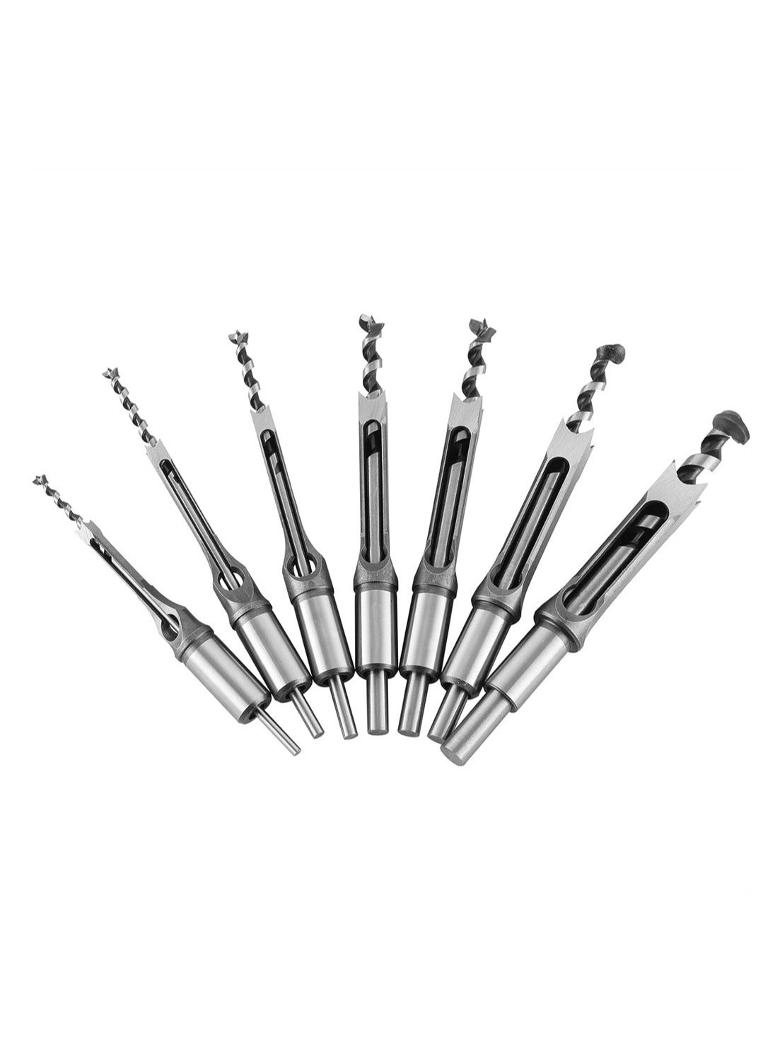 Square Hole Drill Bit Set - 1/4” 5/16“ 3/8" 1/2" 9/16" 5/8" 3/4" 7 Pack