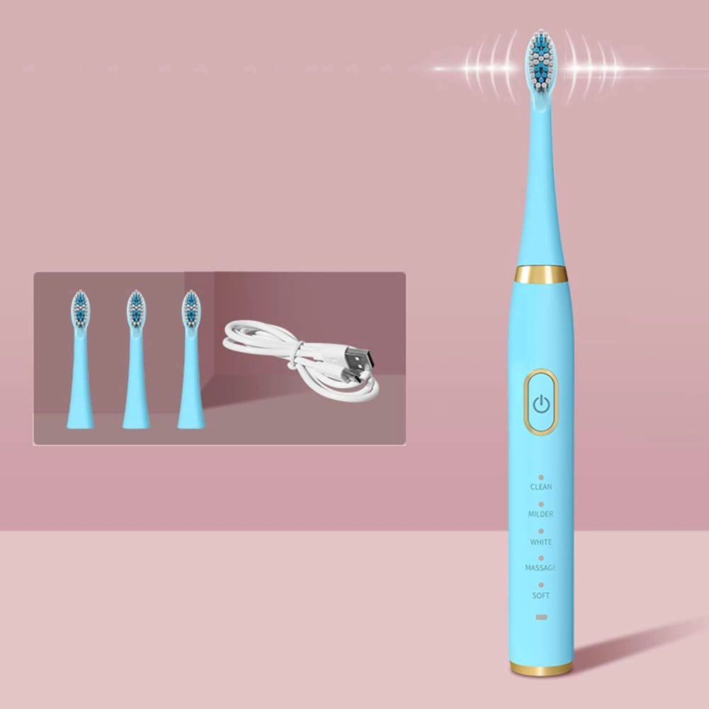 Sonic electric toothbrush - IPX7 USB rechargeable 3 brush heads
