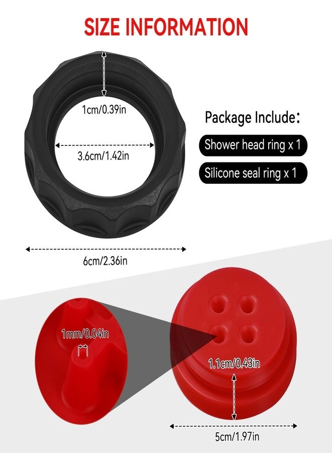 Shower Head Ring and Seal - 6cm 1cm Black & Red