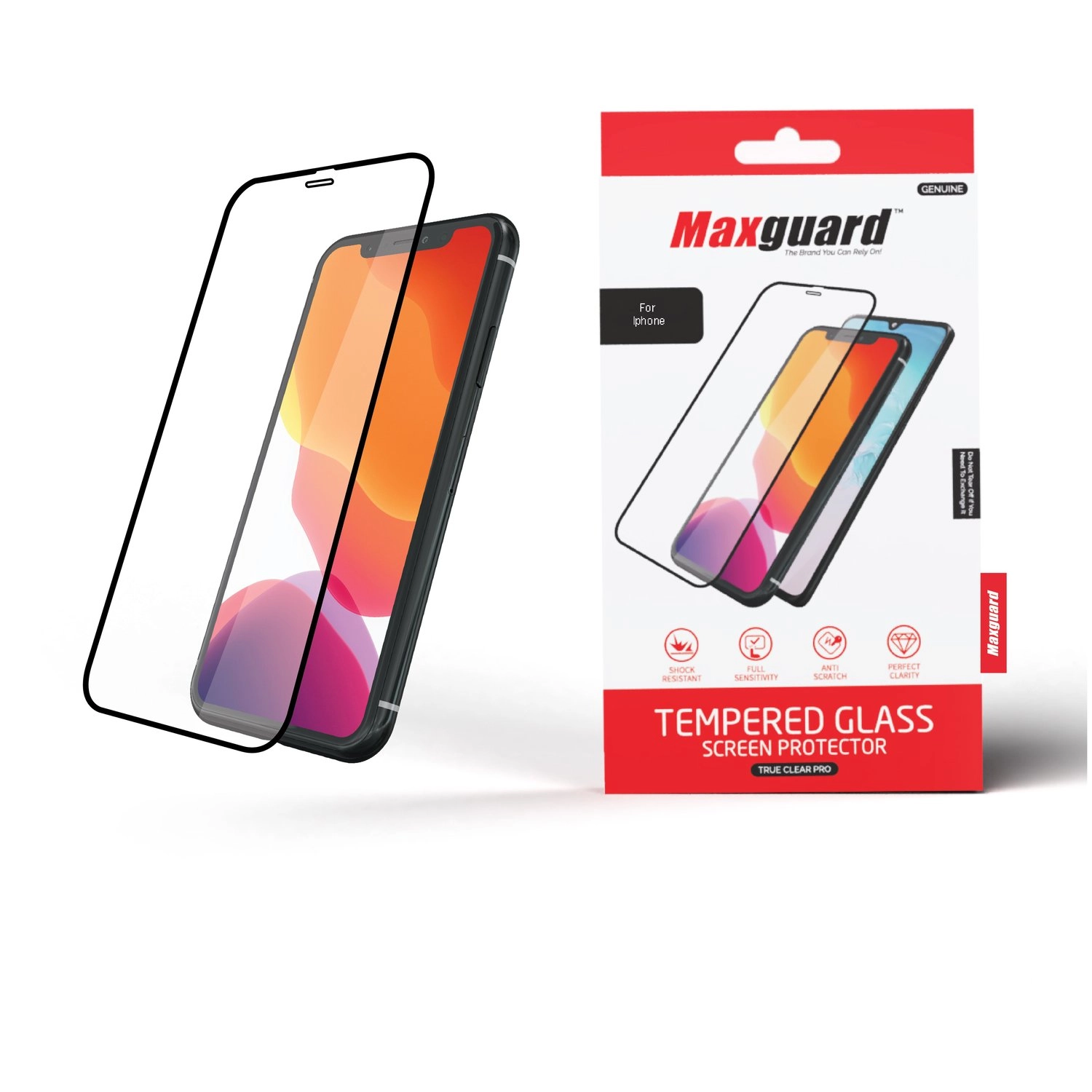MaxGuard Clear Shatterproof Tempered Glass Screen Protector + Back Protector for iPhone 11 Pro