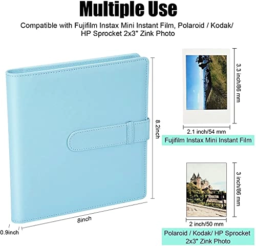 Mini Photo Album - 256 Pockets + Instant Camera Case - Blue