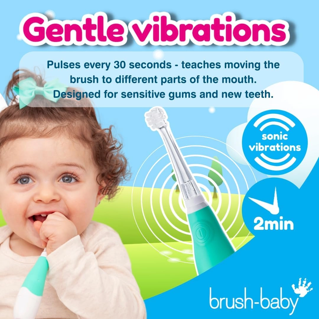 BabySonic - Infant and Toddler 0-3 Years 2 Sensitive Brush Heads Teal