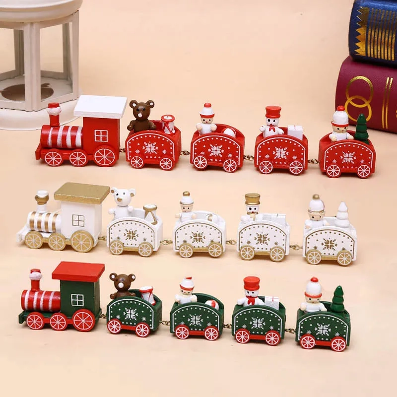 Christmas Wooden Train Set - 5 Pcs