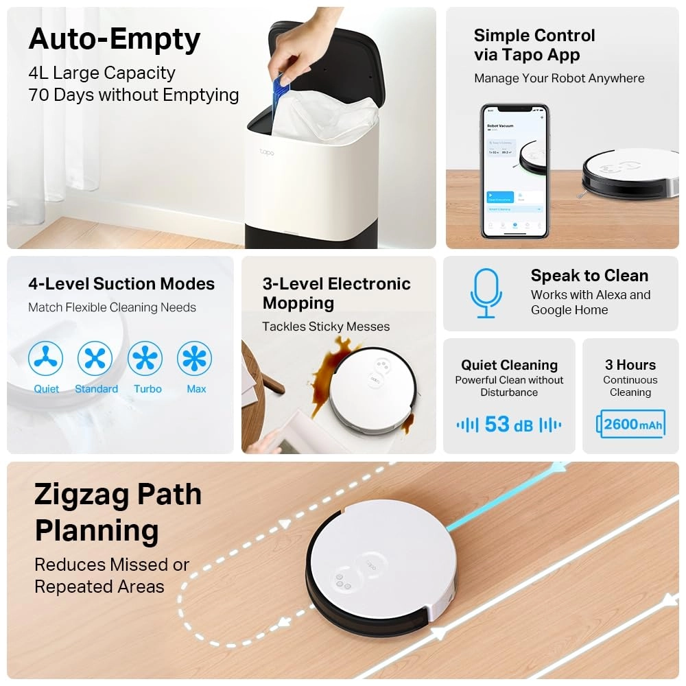 TAPO Robot Vacuum & Mop - Smart Auto-Empty Dock