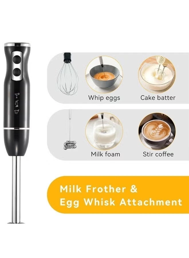 4-in-1 Hand Blender Set - 4-Blade Stainless Steel Chopper & Whisk