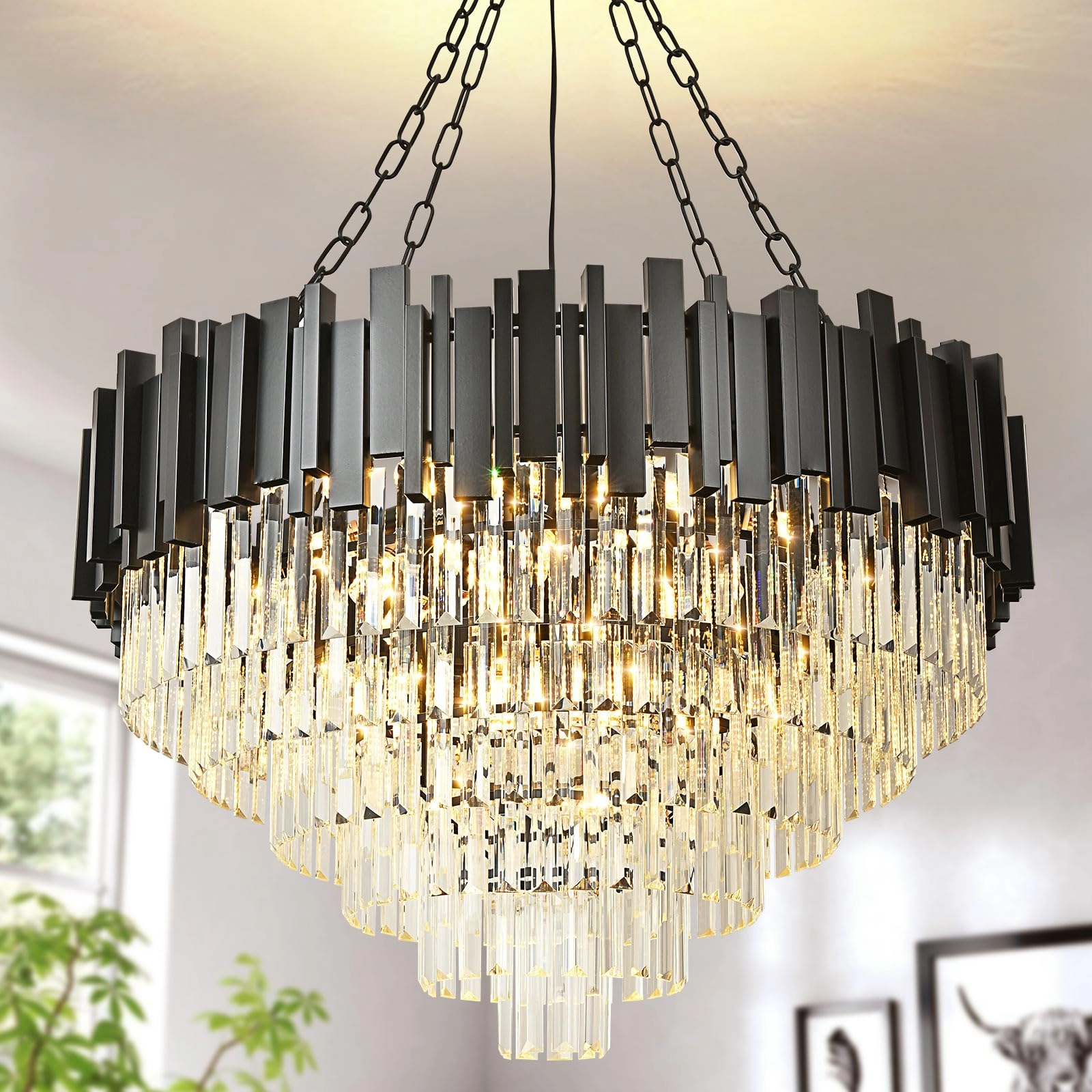 AOOCHOK Modern Crystal Chandelier - E12 x 12 80 cm