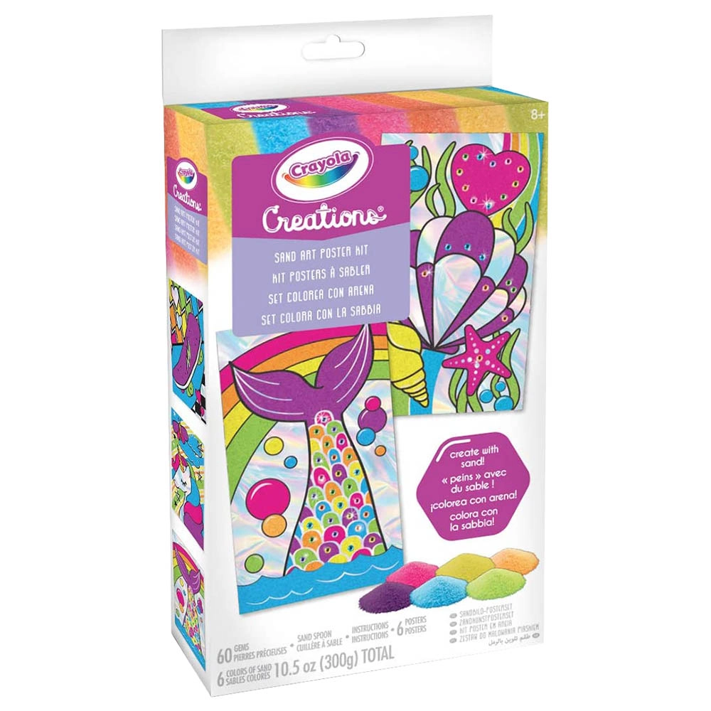 Crayola Creations Sand Art Poster Kit - 60 Gems 1 Sand Spoon 6 Colors of Sand 6 Posters