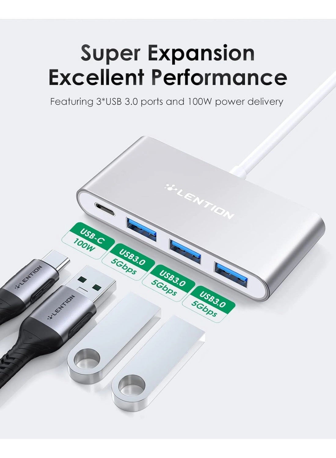 4-in-1 USB-C Hub - 3 USB 3.0 Type-C Power Delivery Space Gray