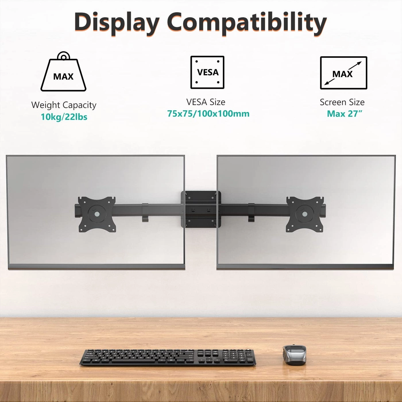 Dual Monitor Wall Mount - 2 27 inch