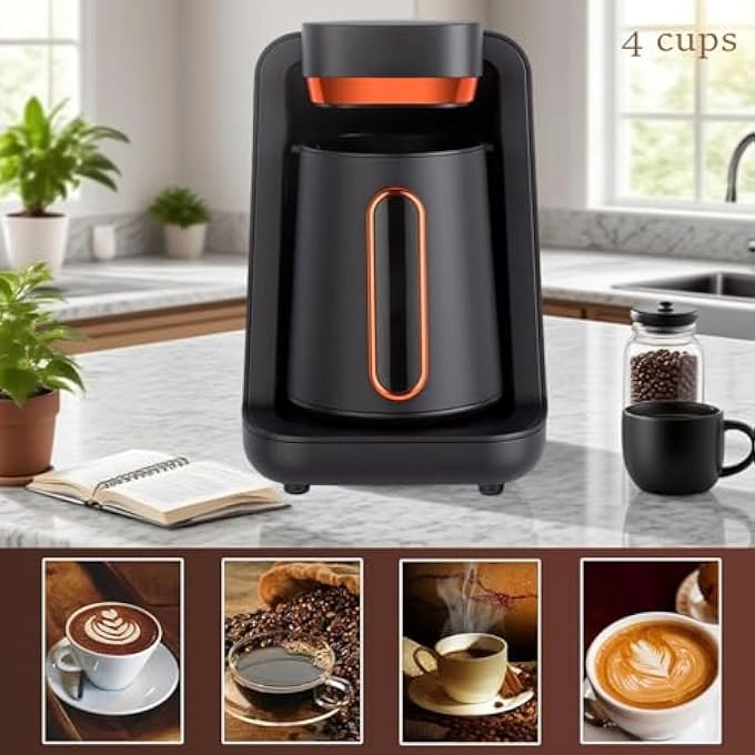 Turkish Glass Coffee Maker - Foldable Handle Portable Electric
