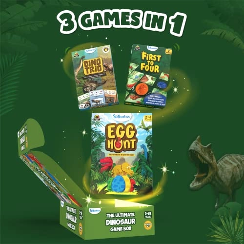 Dino Trio - Card Game + First to Four - Card Game + Egg Hunt - Board Game
