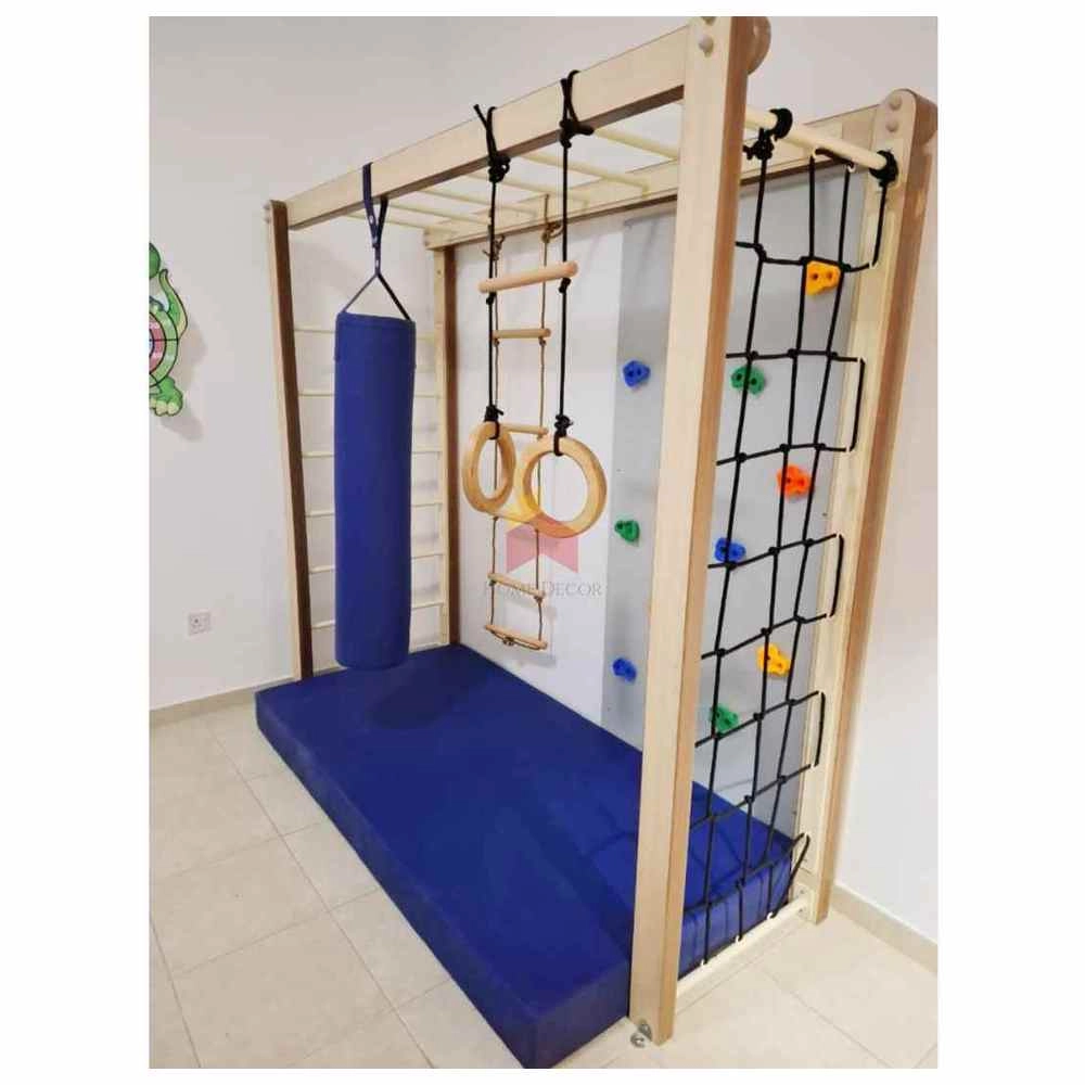 Monkey Bar With Climbing Wall - Adjustable Height 65 KG