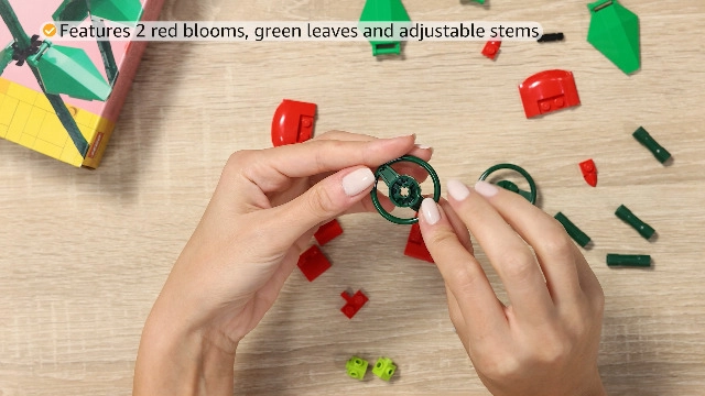 Botanicals Roses - 2 red blooms 26 cm stems