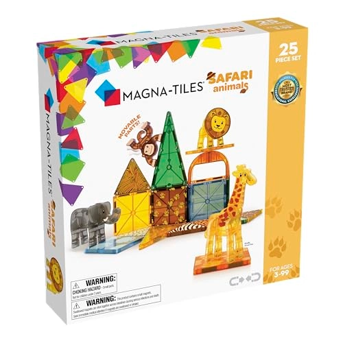 Magna-Tiles Safari Animals - Giraffe, Monkey, Lion and Elephant 25pcs