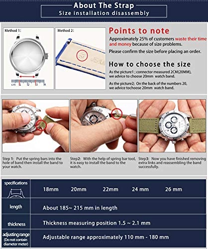 Watch Bands - 20mm 22mm Cotton Canvas