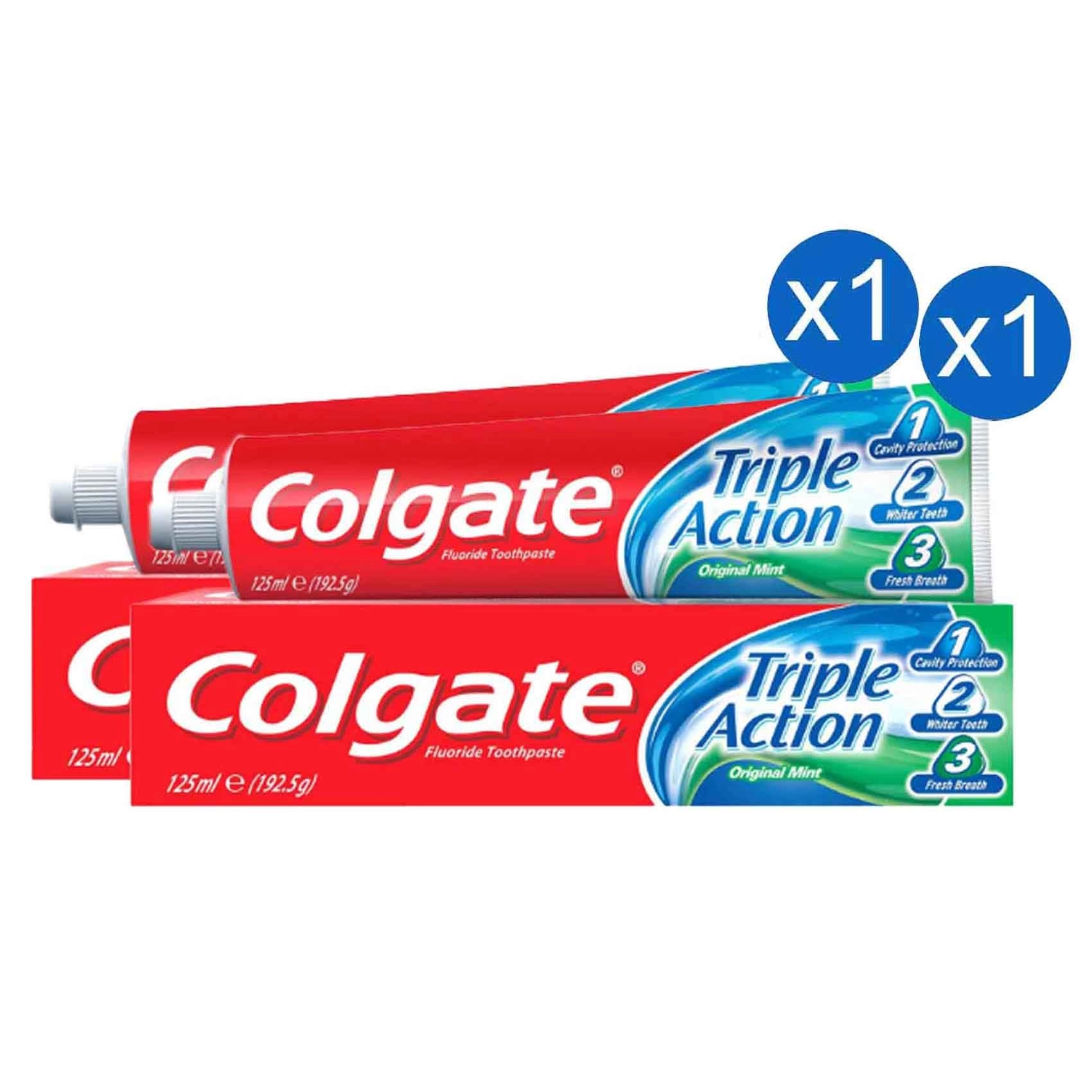 Colgate Triple Action Original Mint Toothpaste 125ml x2