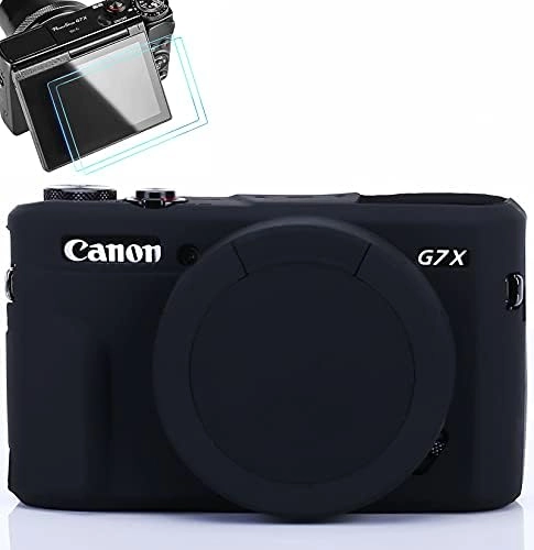 Pocoukate Camera Body Case - Compatible with Canon G7X / G7X Mark II + Camera Screen Protector - 9H 0.3mm Ultra-Thin