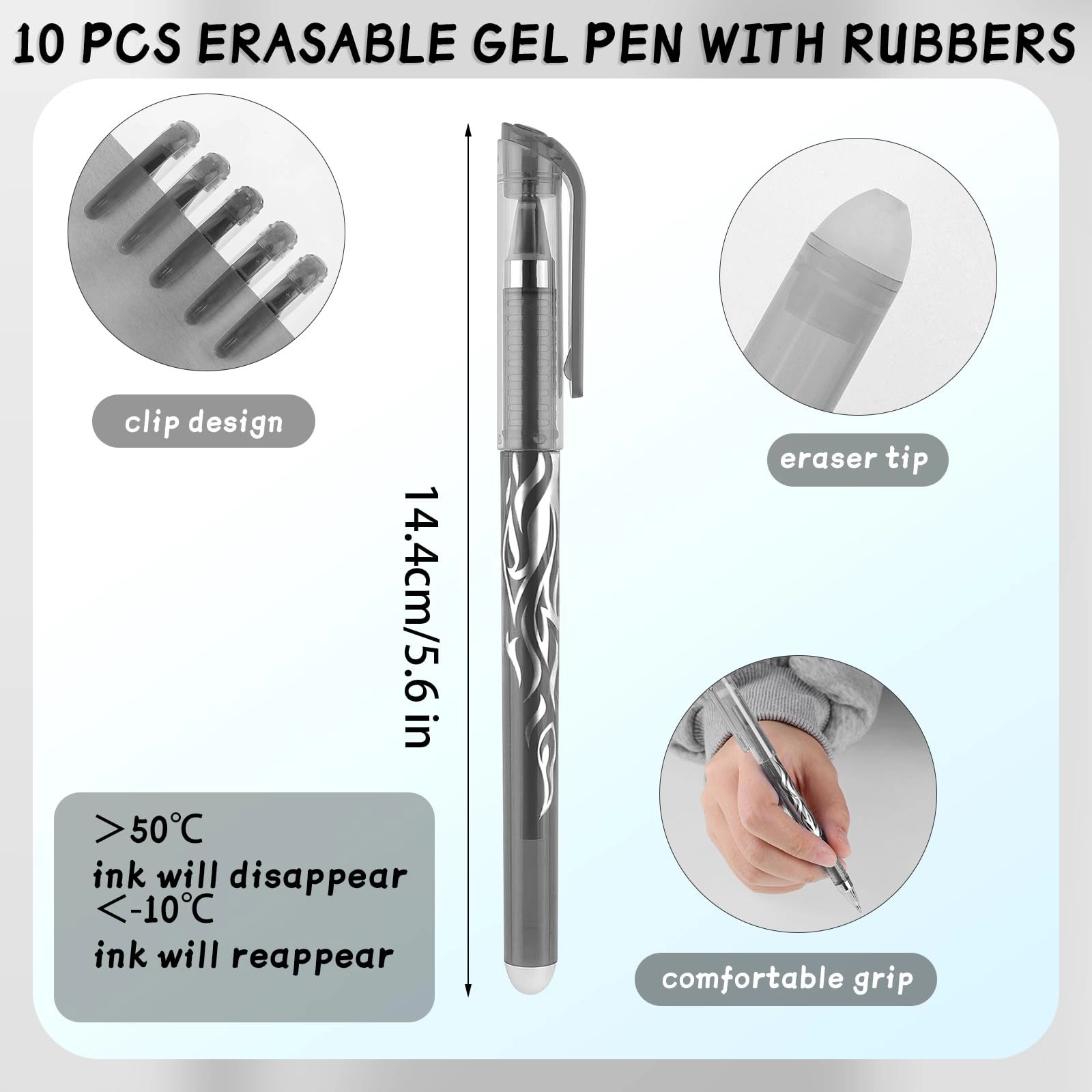 Erasable Pens - 10 Pcs 0.5 mm