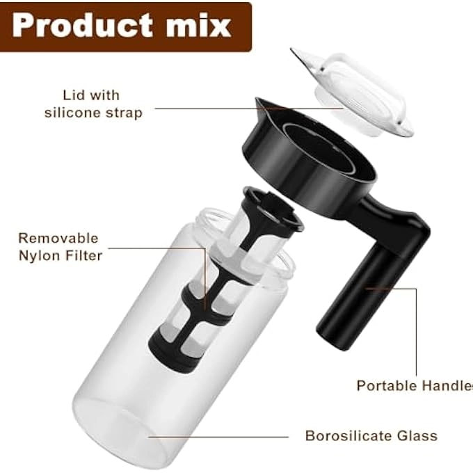 Cold Brew - 44Oz 1300Ml Glass Pitcher Nylon Filter