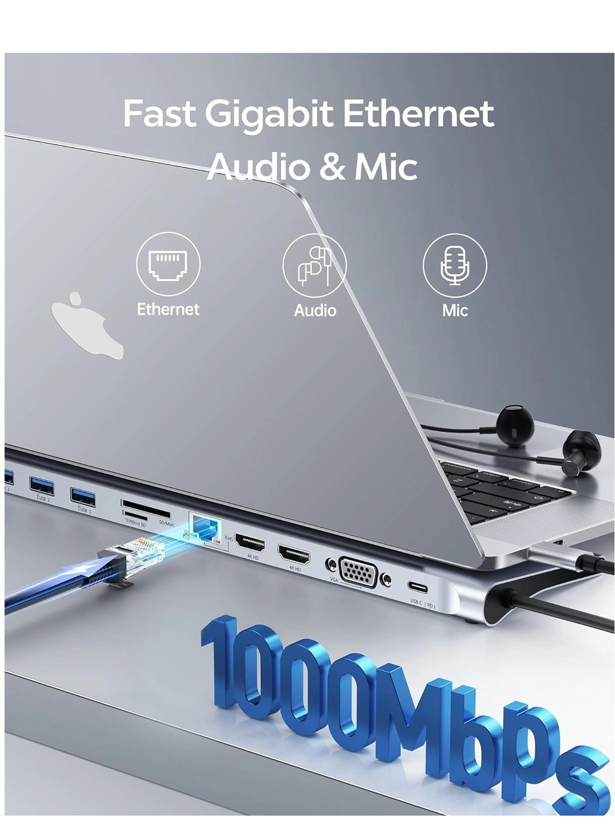 11-in-1 USB C Docking Station CATSX-GOG - 2x 4K HDMI 100W PD