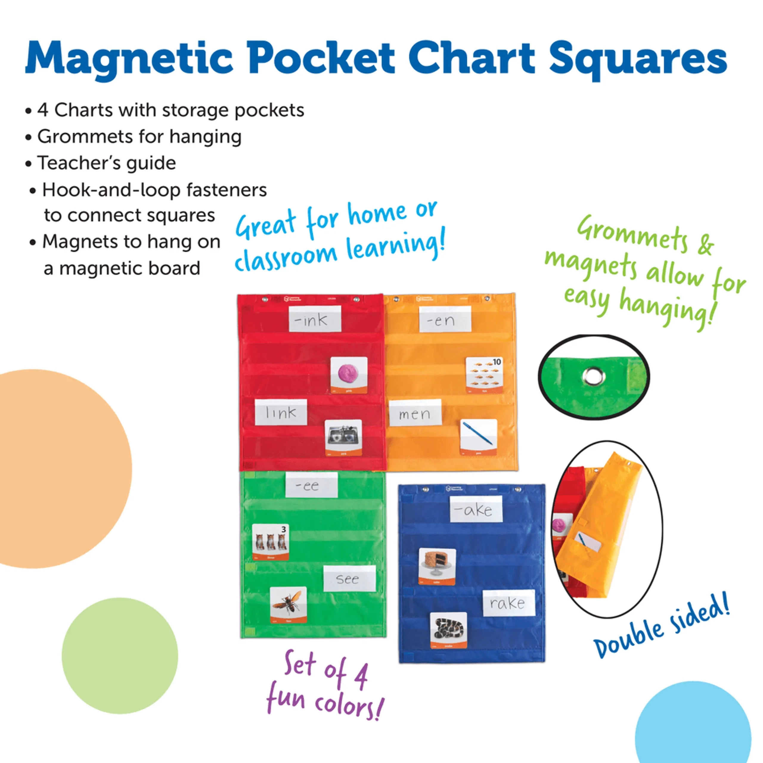 Magnetic Pocket Chart Squares - Suitable for 5 years and above 4 pieces
