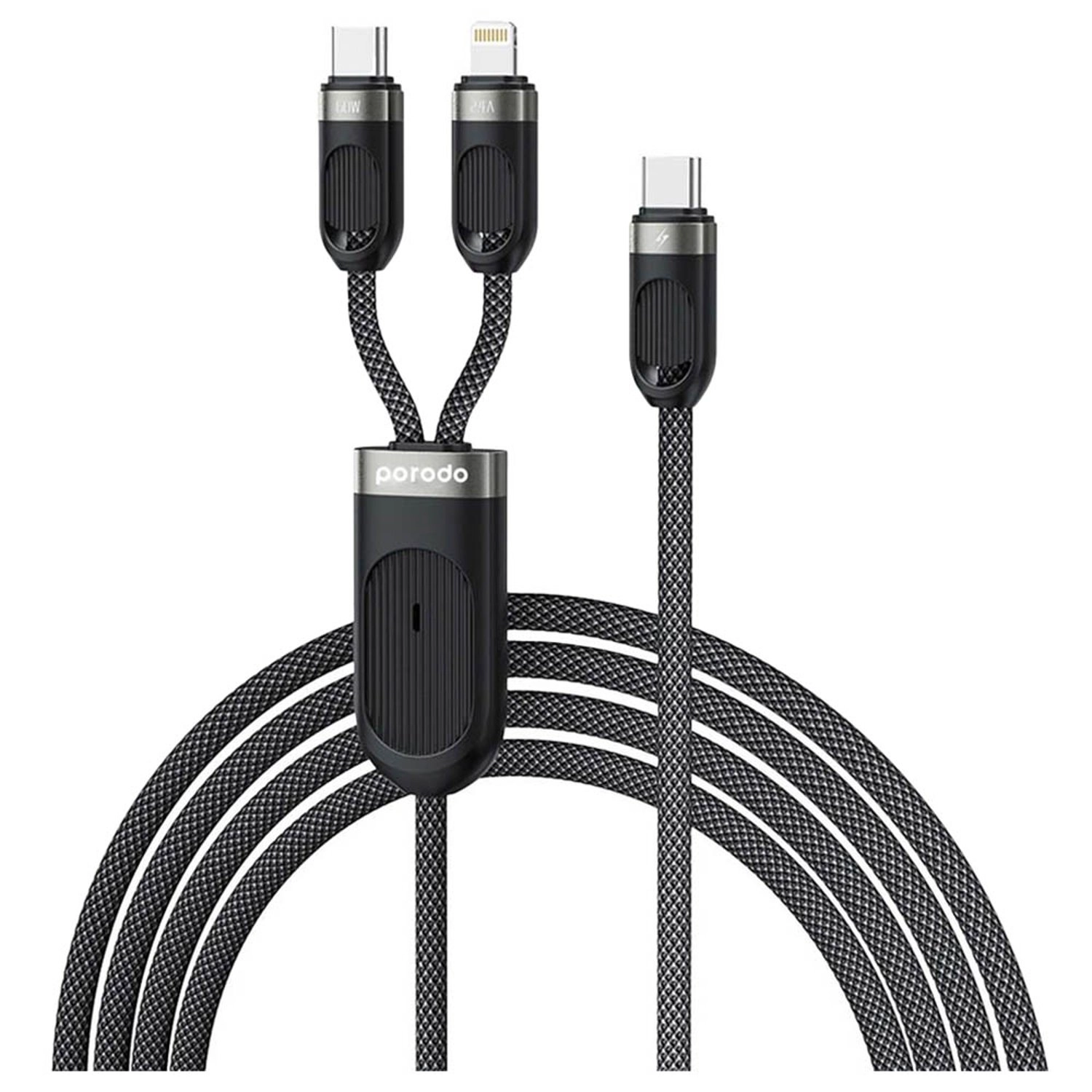Porodo 2-in-1 Type C And Lightning Fast Charging Cable USB Type-C to Lightning 1.2m