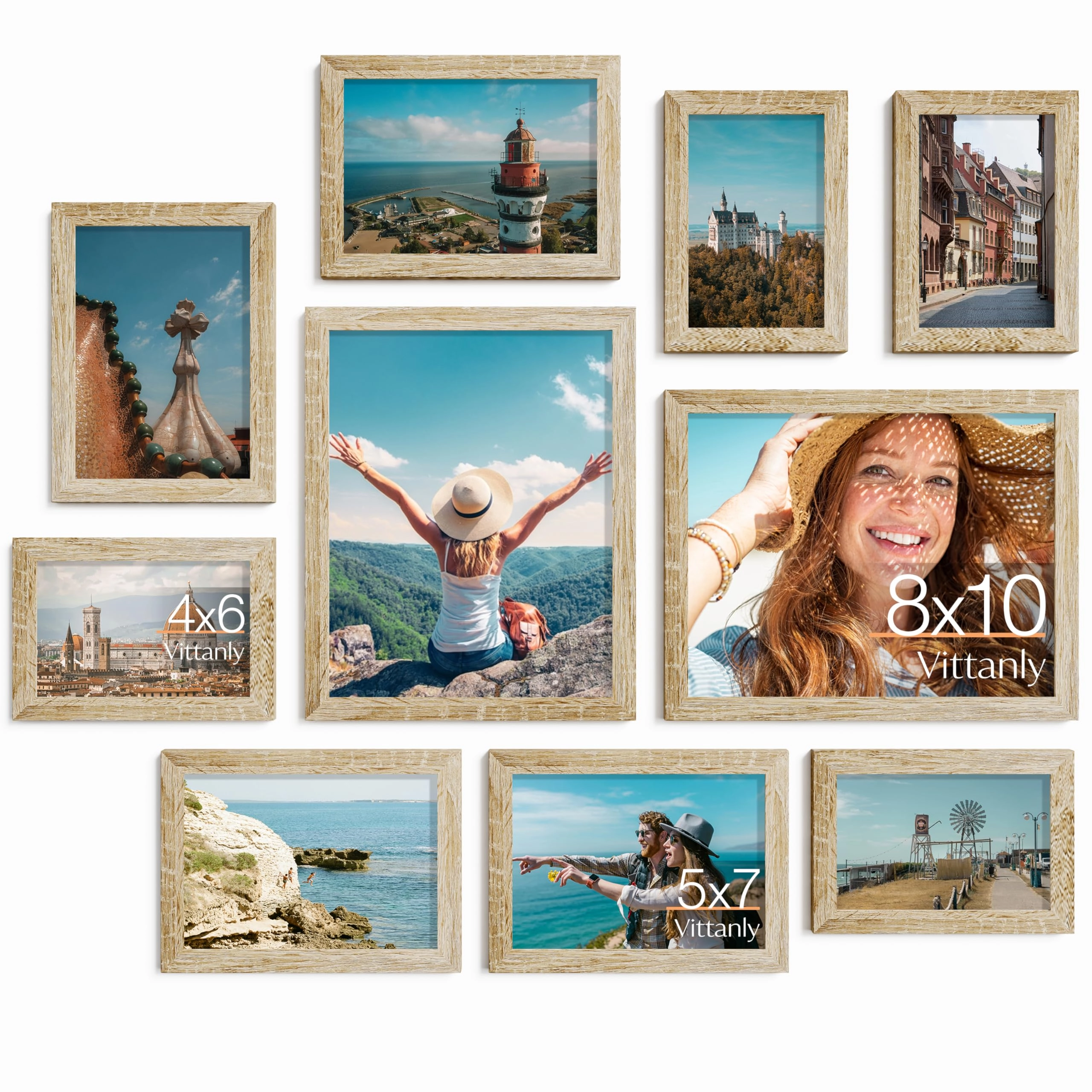 Picture Frames Set - 10 Pack Rustic Grey