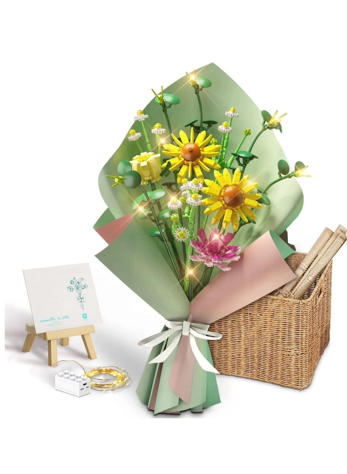 Flowers Bouquet Building Sets - Building Bricks DIY with Lights