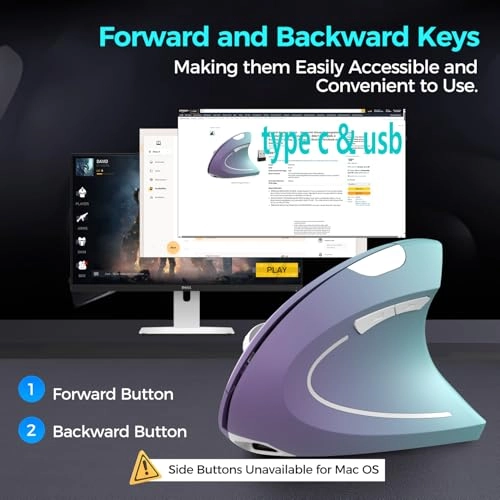 Ergonomic Vertical Wireless Optical Mouse - USB
