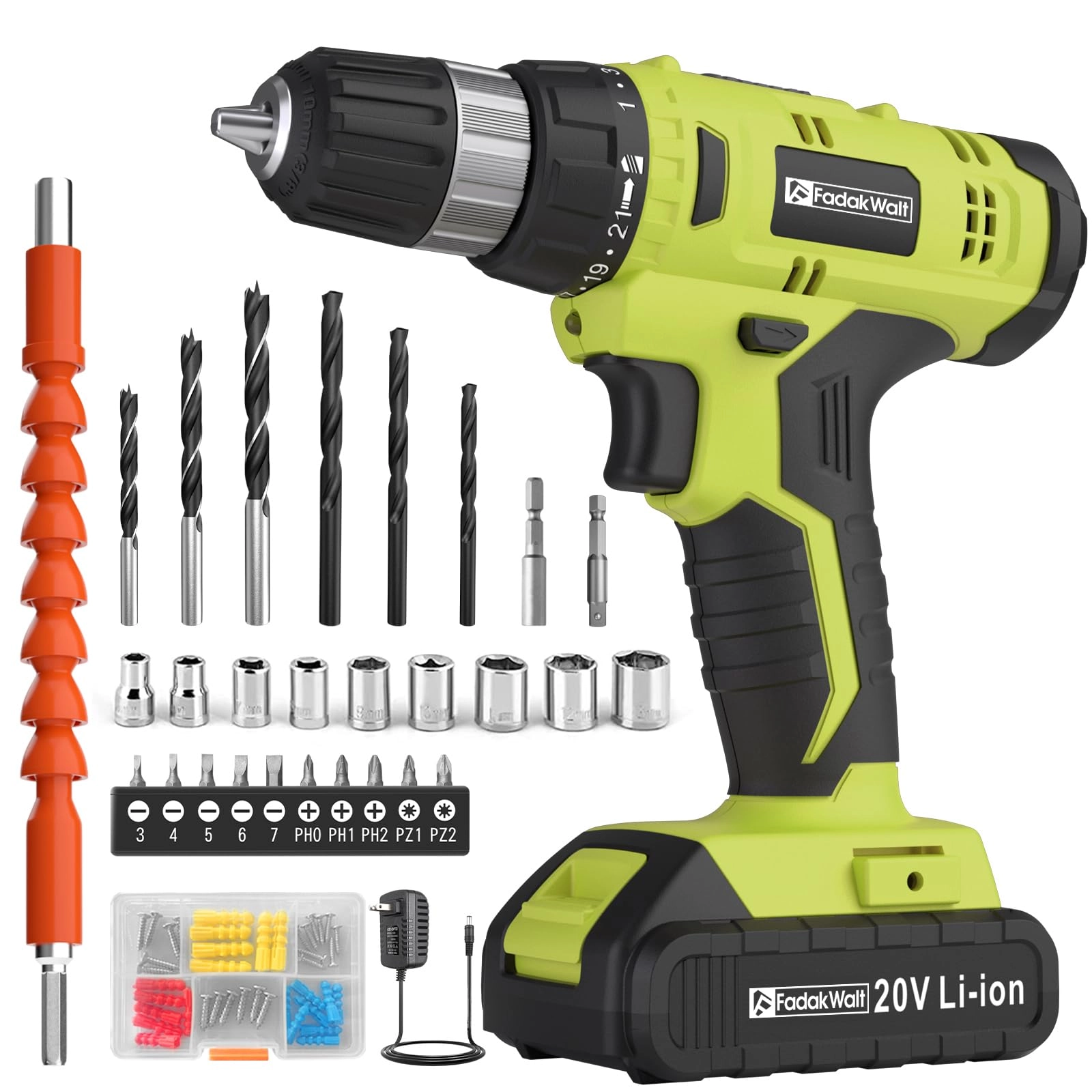 FADAKWALT Cordless Drill - 20V 30 N.m