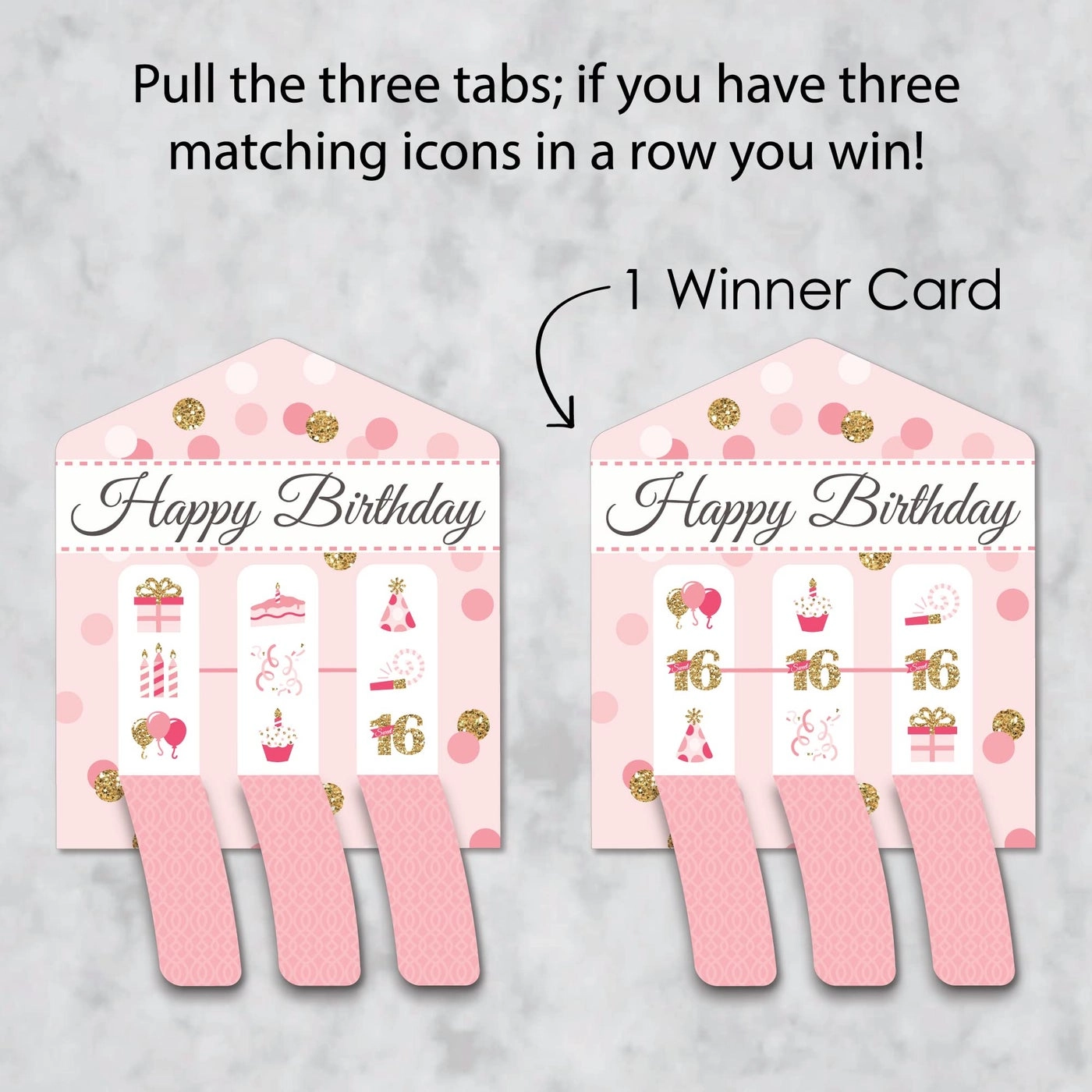 Sweet 16-16th Birthday Party Game Pickle Cards - 12