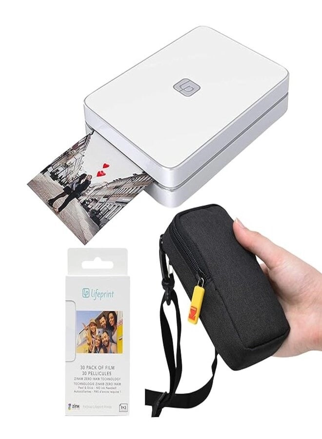 2x3 Portable Photo and Video Printer + 30-pack Zink Paper + Soft Camera Case