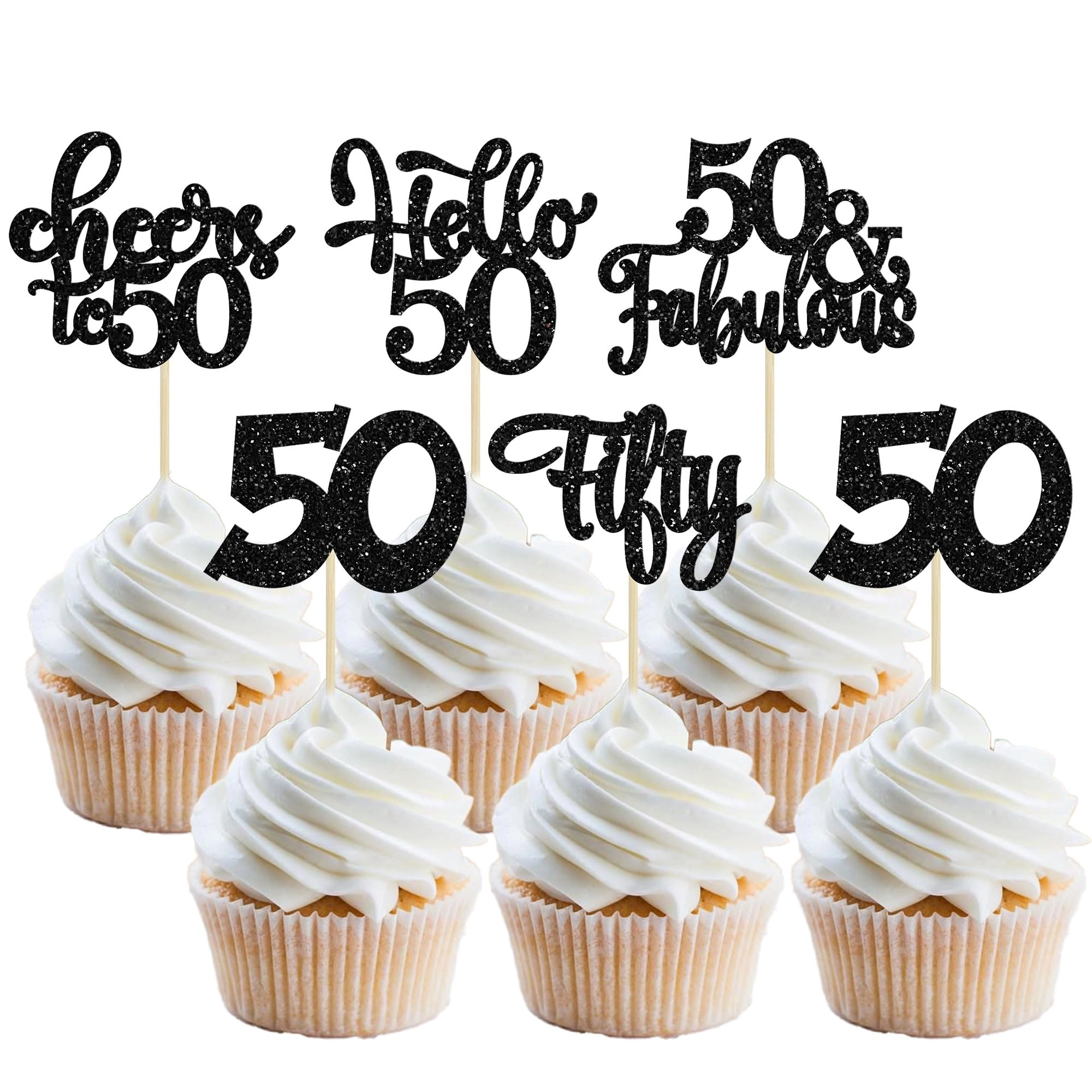 gyufise Happy 50th Birthday Cupcake Toppers - 30Pcs
