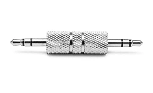 3.5 mm Male-to Male Plug Stereo Audio Jack Extender Adapter - Pack 2 Silver
