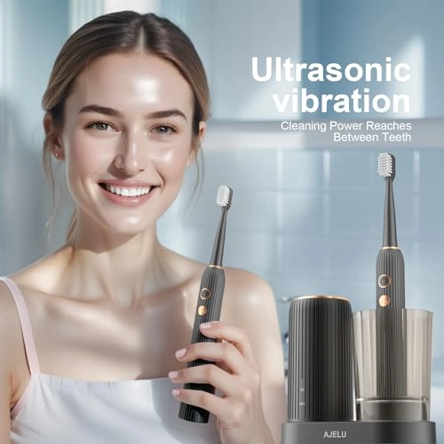 Electric Toothbrush Set - UV Light Drying Holder 8 Brush Heads USB Rechargeable