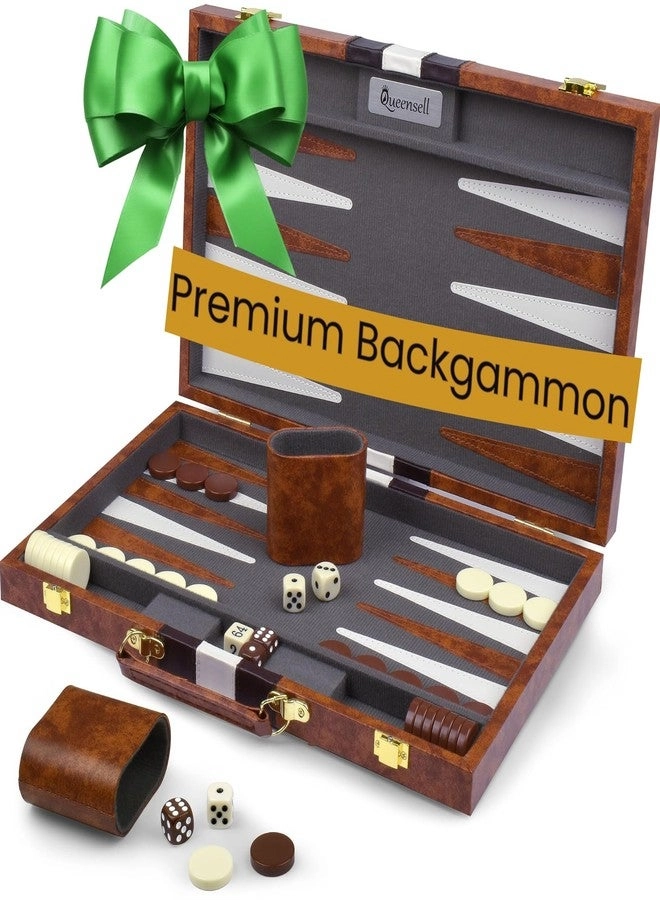 Magnetic Travel Backgammon Set - PU Leather 14" 32 Magnetic Pieces