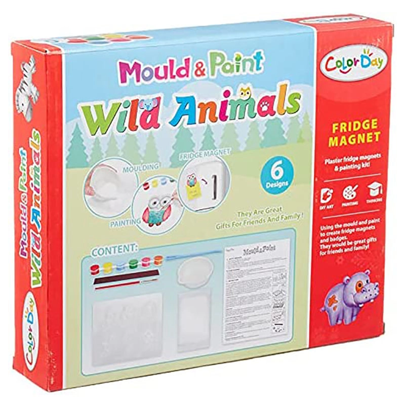 Mould & Paint Wild Animal Fridge Magnet Craft Kit - 6 assorted designs Suitable for 5+ Years