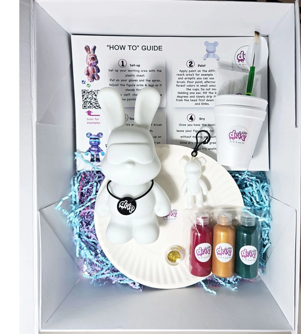 Cool Bunny Acrylic Flow Paint Kit - 9 inch / 23 cm Light-Blue Dark-Purple Orange