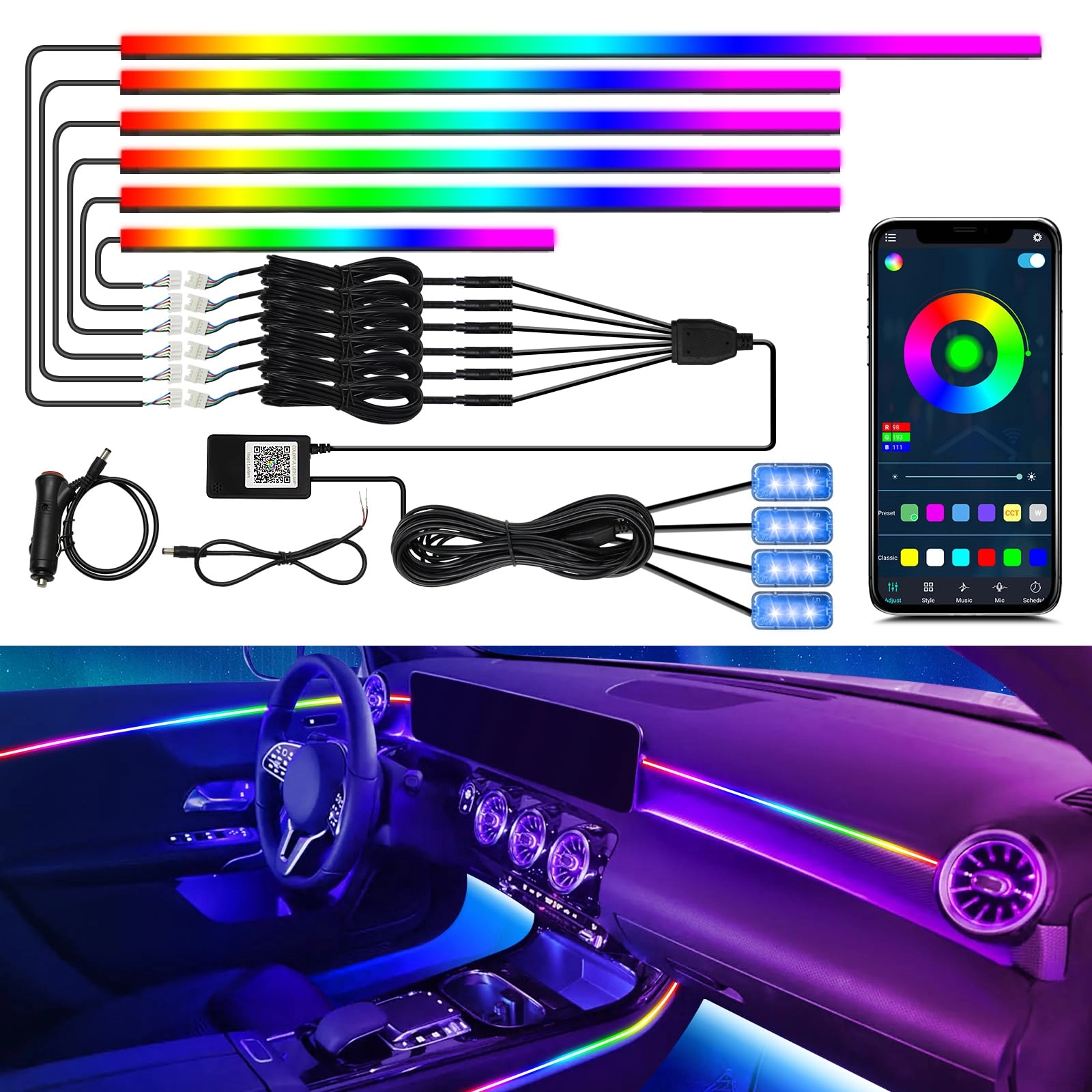WEBUPAR Dreamcolor Acrylic Interior Car Light - 175 inches