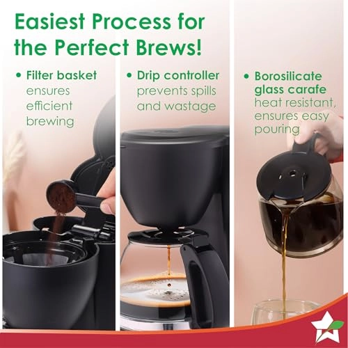 Swift Brew - Anti-Drip System Keep-Warm Plate Borosilicate Glass Carafe