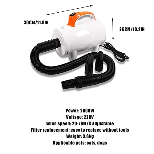 Dog Hair Dryer - 2000W Stepless Adjustable Speed