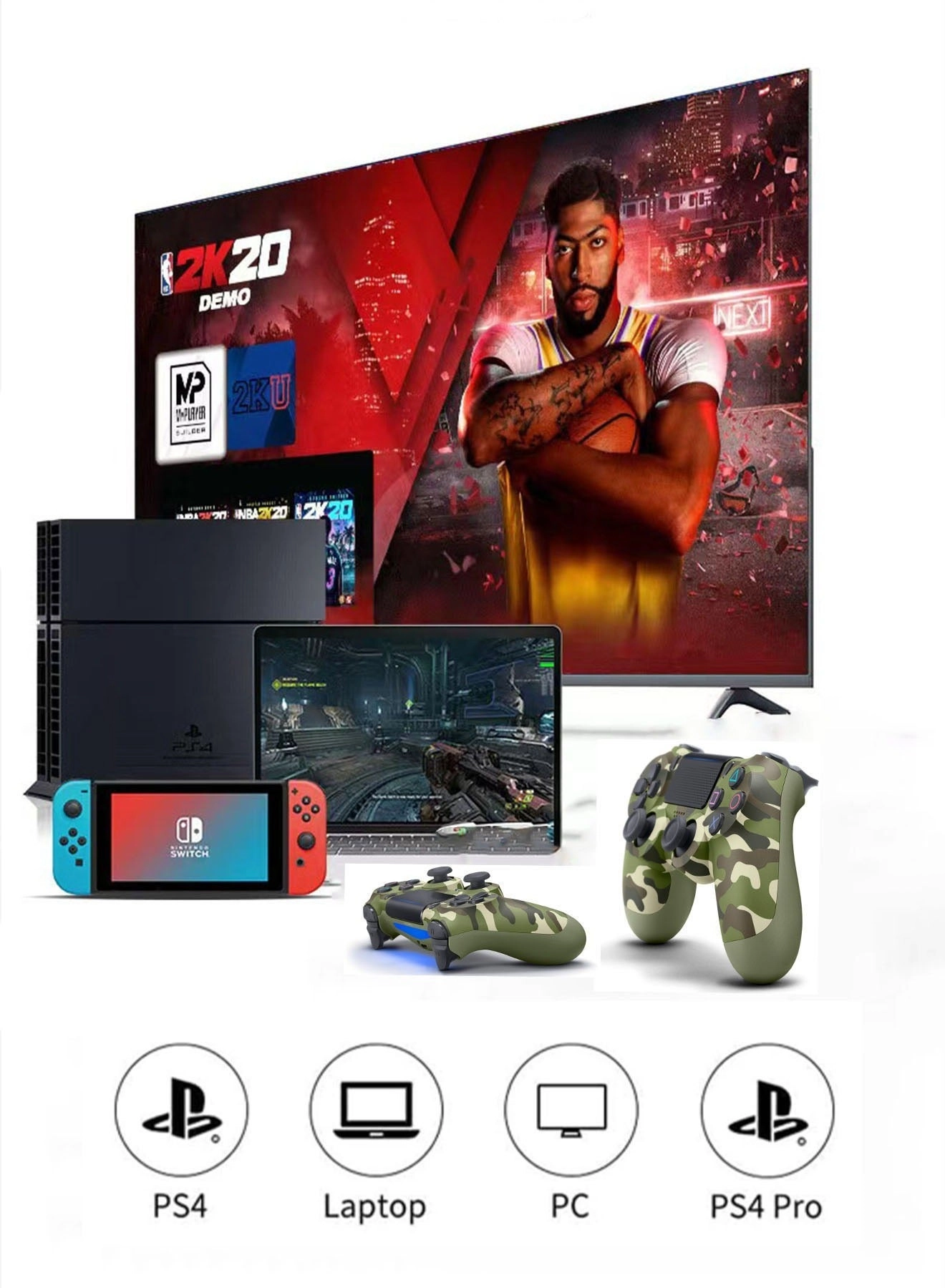 DualShock 4 Wireless Controller (PS4) Green Camouflage